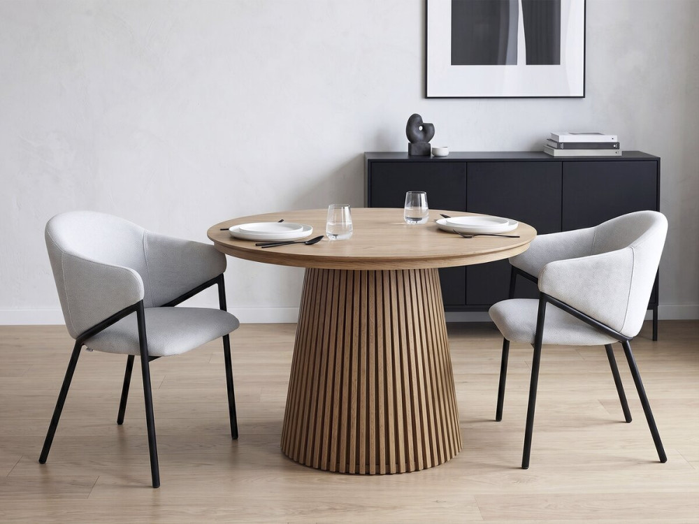 Lot de 2 chaises de salle à manger en tissu et métal "Auralis" - Gris clair