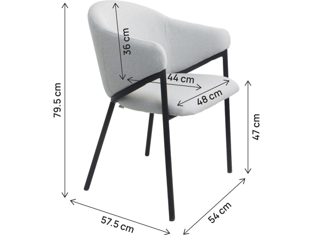Lot de 2 chaises de salle à manger en tissu et métal "Auralis" - Gris clair