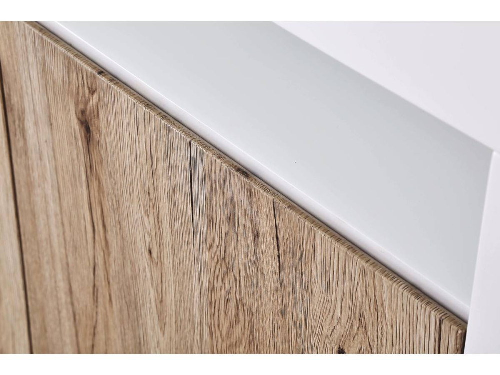 Buffet LED "Bogota" - 155 x 40 x 92 cm - Chêne / Blanc laqué
