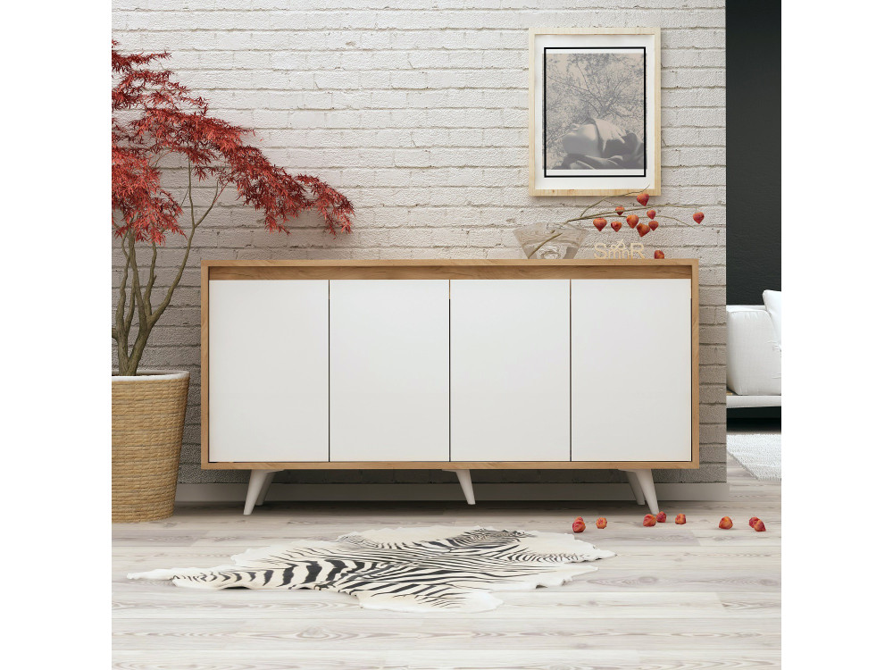 Buffet en bois "Shans" - 140 x 40 x 86 cm - Blanc