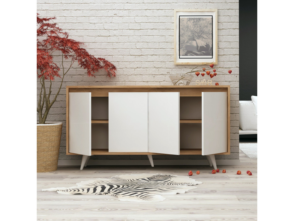 Buffet en bois "Shans" - 140 x 40 x 86 cm - Blanc