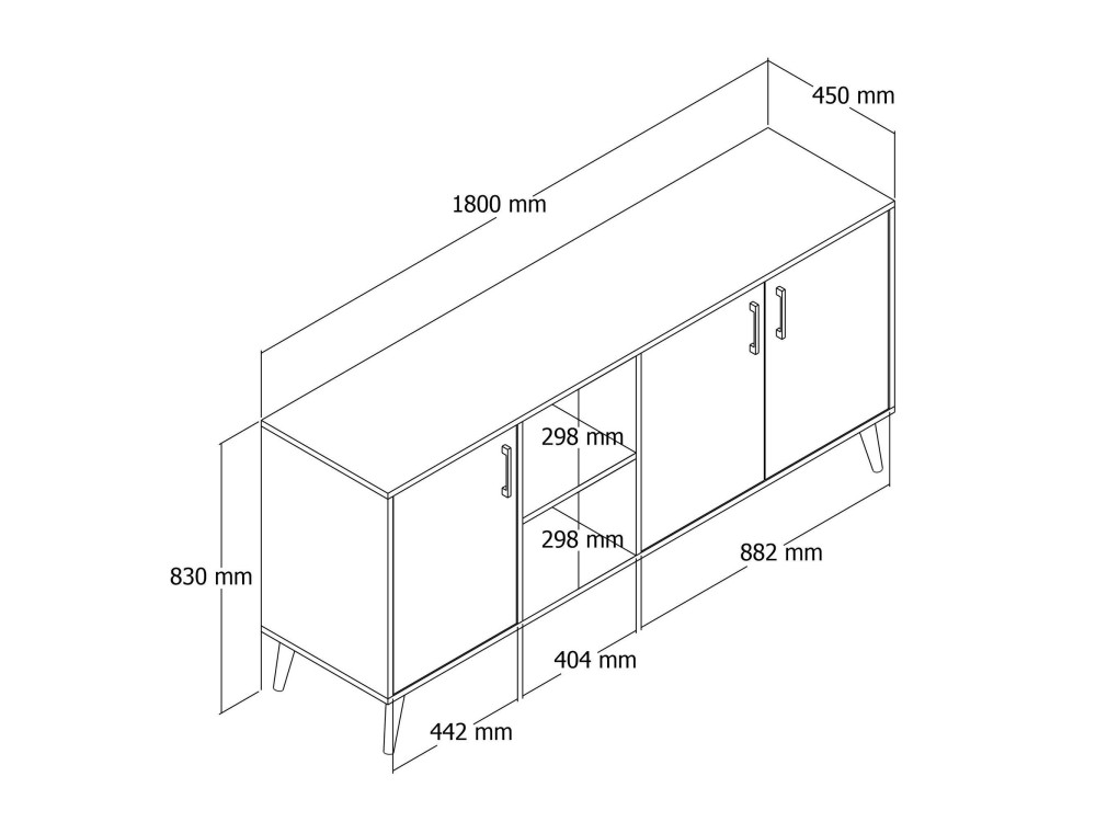 Buffet en bois "Exxen" - 180 x 45 x 80 cm - Marron