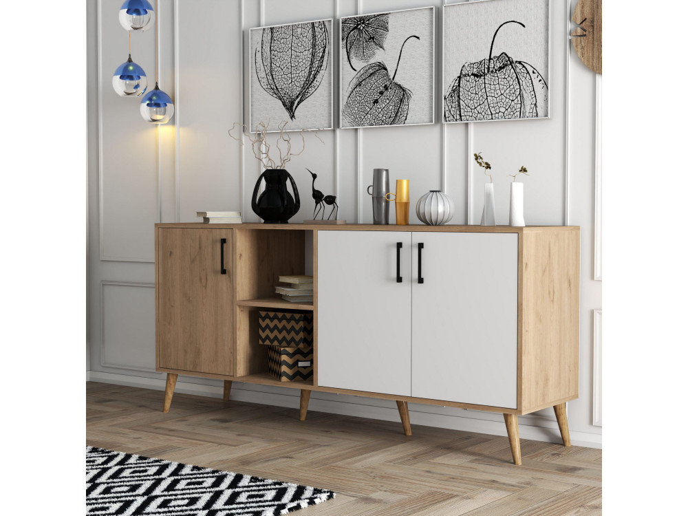 Buffet en bois "Exxen" - 180 x 45 x 80 cm - Blanc