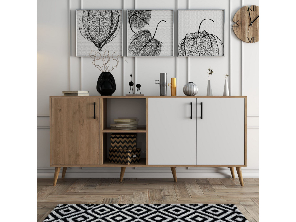 Buffet en bois "Exxen" - 180 x 45 x 80 cm - Blanc