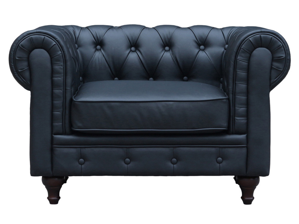 Fauteuil Chesterfield "Aliza" - 111 x 82 x 70 cm - Noir