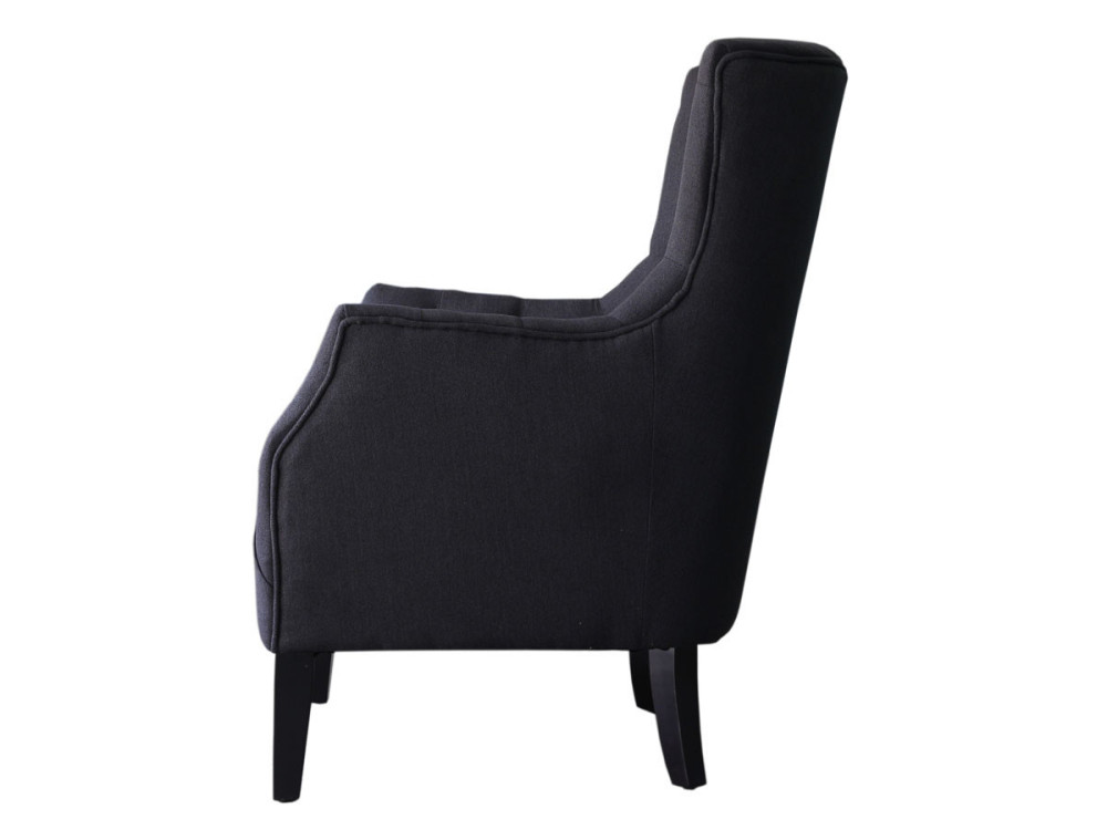 Fauteuil Scandinave Tissu "Duchesse" - 76 x 83 x 100,5 cm - Noir