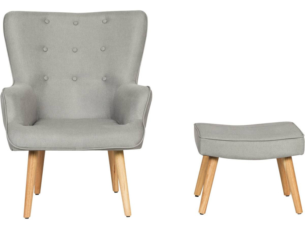 Fauteuil style scandinave en tissu "Odense" - 1 place - Gris clair