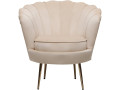 Fauteuil en velours "Floria" - 70 x 73 x 76 cm - Beige - Beige