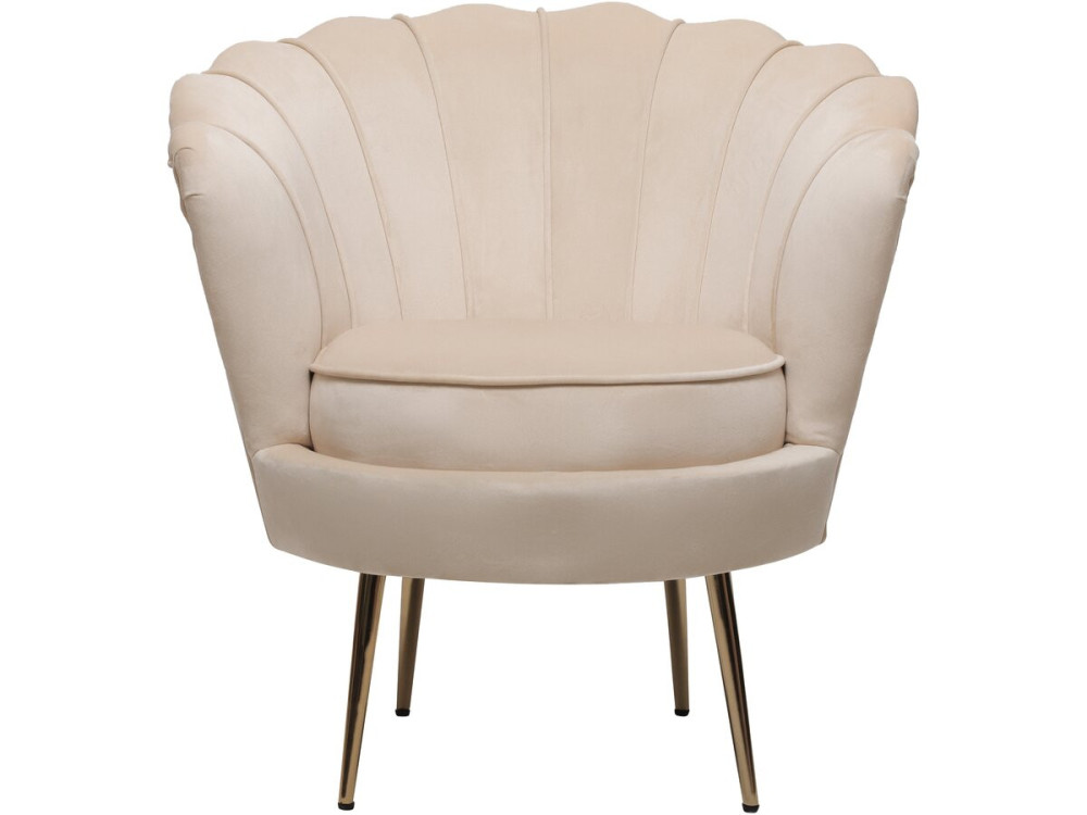 Fauteuil en velours "Floria" - 70 x 73 x 76 cm - Beige