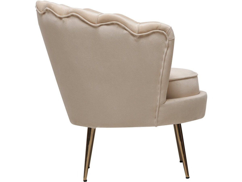 Fauteuil en velours "Floria" - 70 x 73 x 76 cm - Beige