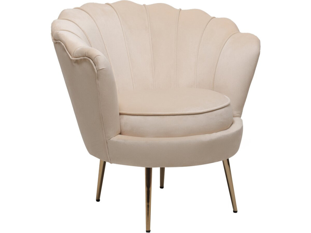 Fauteuil en velours "Floria" - 70 x 73 x 76 cm - Beige