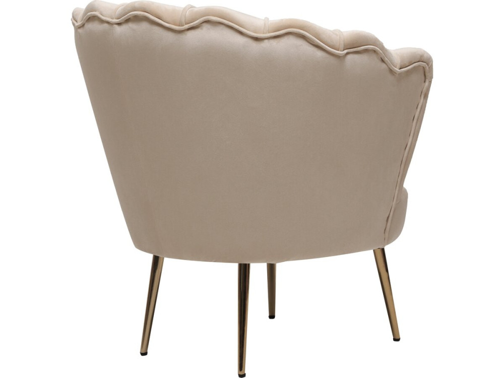 Fauteuil en velours "Floria" - 70 x 73 x 76 cm - Beige