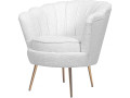 Fauteuil en velours "Floria" - 70 x 73 x 76 cm - Beige - Blanc
