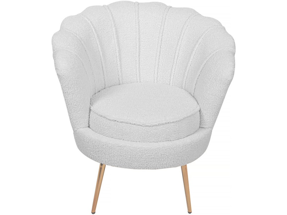 Fauteuil bouclette "Floria" - 75 x 68 x 77,5 cm -  Blanc