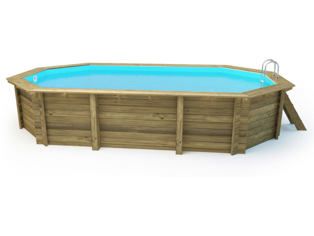 Piscine bois " Brazilia "  5.86 x 3.86 x 1.20 m - Bâche à bulles  180 µ - Bâche hiver  280 g/m²