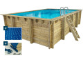 Piscine bois rectangle " Panama "- 6.20 x 4.10 x 1.45 m + Bâche à bulles 180 µ - Bâche hiver 280 g/m² +