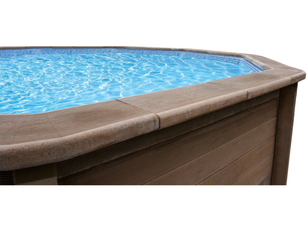 Piscine béton aspect bois en kit décagonale - 4.95 x 1.28 m