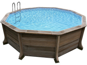Piscine béton aspect bois en kit décagonale - 4.95 x 1.40 m