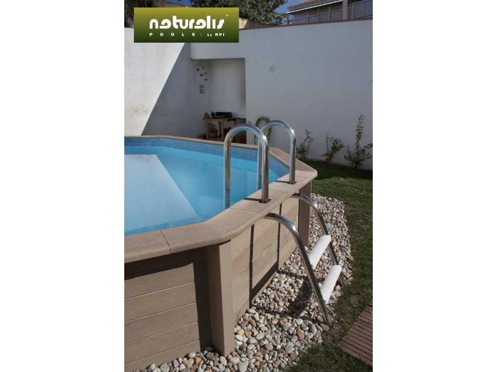 Piscine béton aspect bois en kit décagonale - 4.95 x 1.40 m