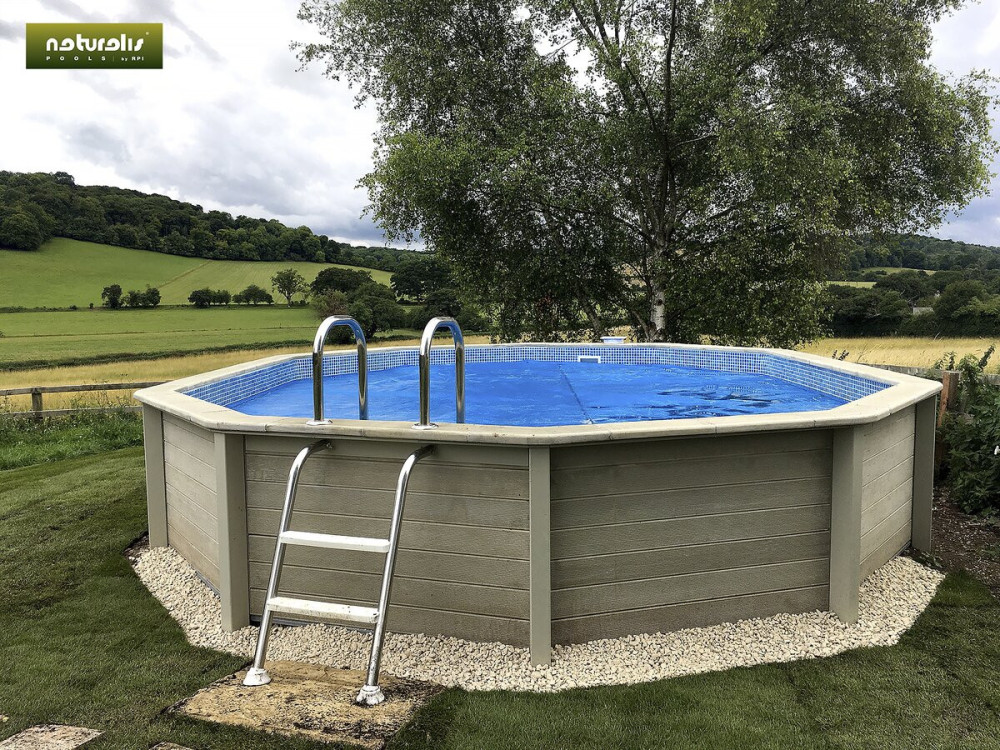 Piscine béton aspect bois en kit décagonale - 4.95 x 1.40 m