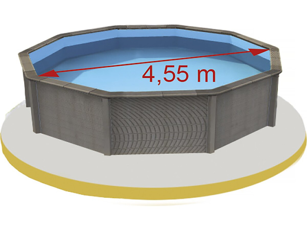 Piscine béton aspect bois en kit décagonale - 4.95 x 1.40 m