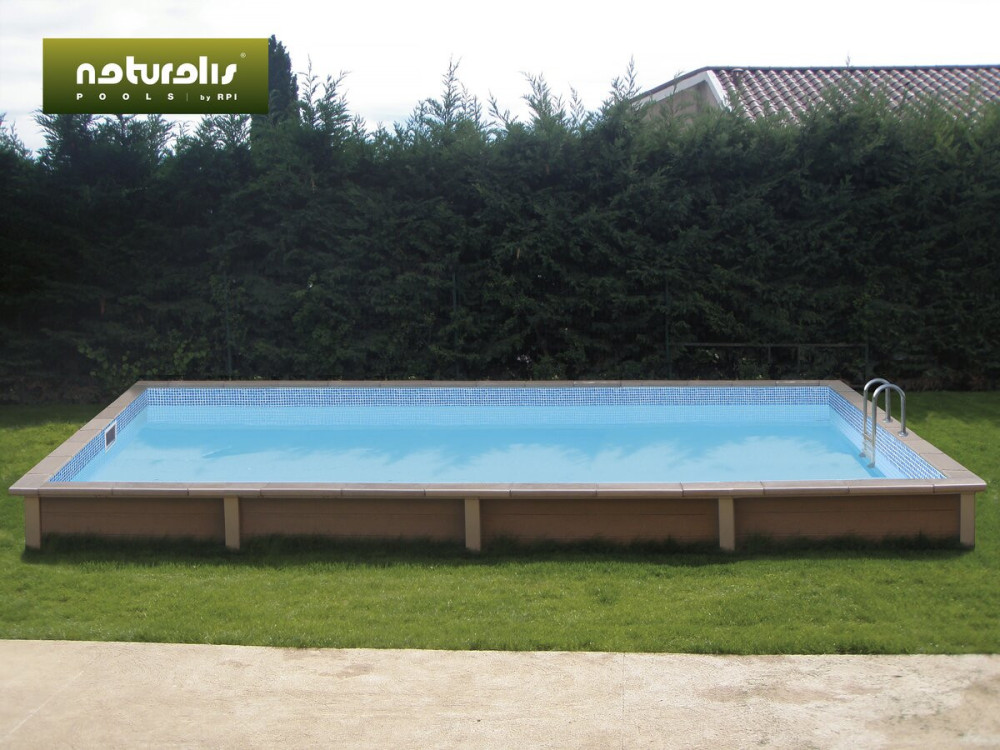 Piscine béton aspect bois en kit rectangle " Naturalis  " - 7.5 x 3.24 x 1.28 m