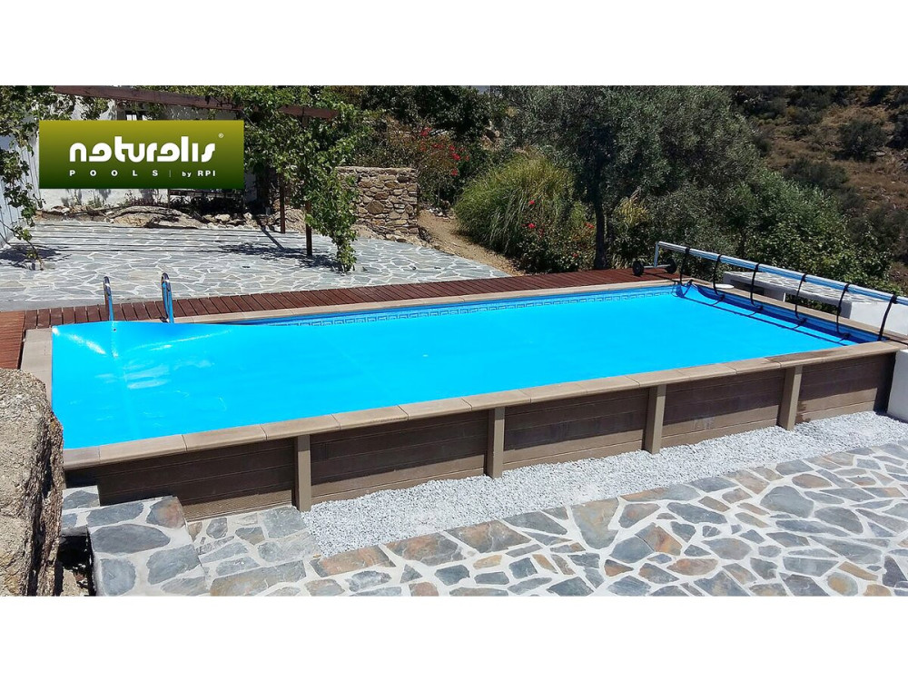 Piscine béton aspect bois en kit rectangle " Naturalis  " - 7.5 x 3.24 x 1.28 m