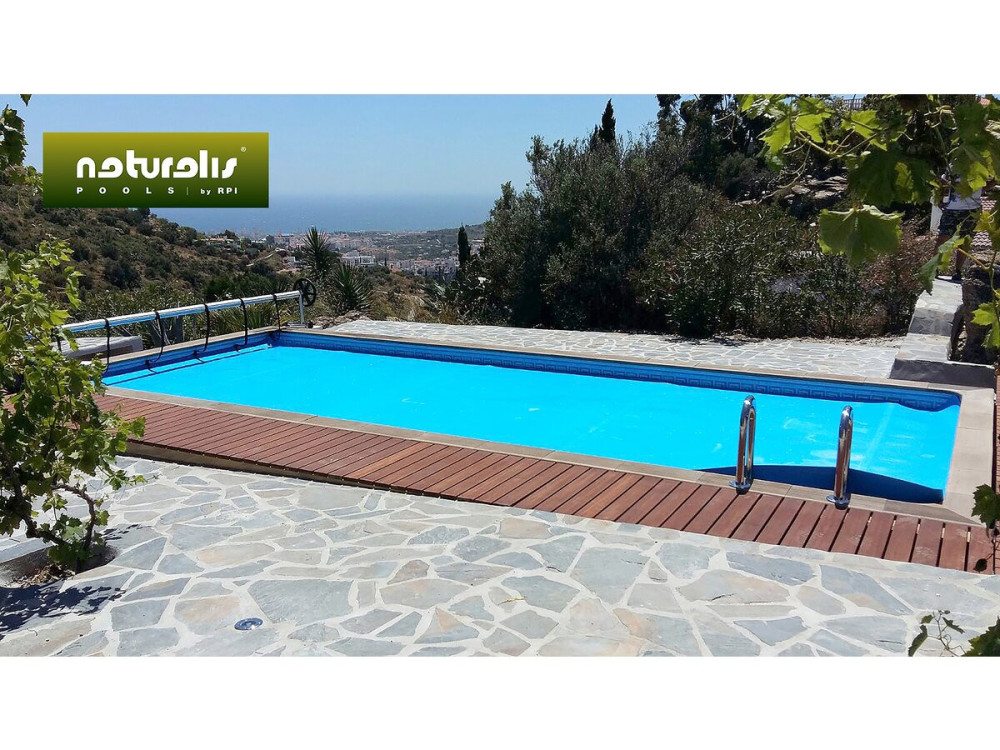 Piscine béton aspect bois en kit rectangle " Naturalis  " - 7.5 x 3.24 x 1.28 m