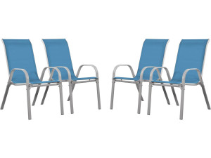 Fauteuil jardin Textilène "Cordoba" - Phoenix - Bleu - Lot de 4