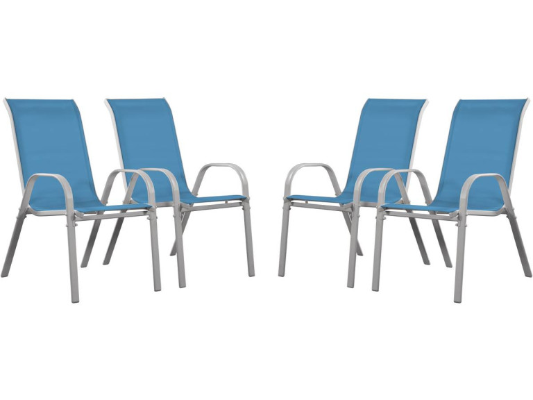 Fauteuil jardin Textilène "Cordoba" - Phoenix - Bleu - Lot de 4