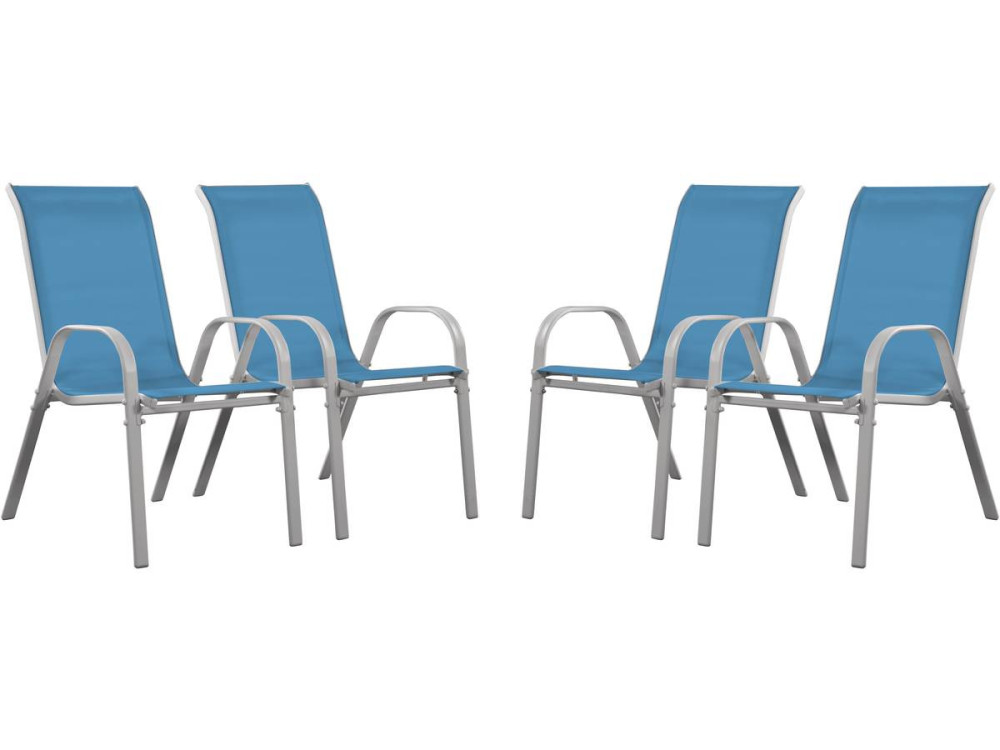 Fauteuil jardin Textilène "Cordoba" - Phoenix - Bleu - Lot de 4