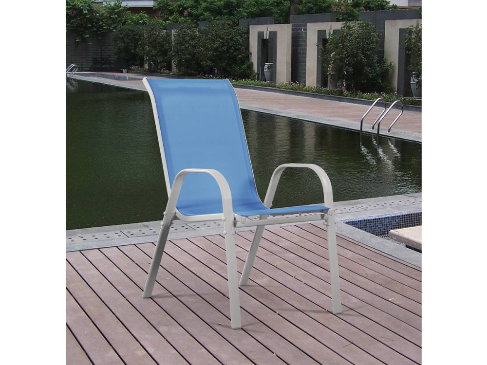 Fauteuil jardin Textilène "Cordoba" - Phoenix - Bleu - Lot de 4