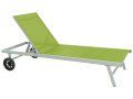 Bain de soleil Alu / Textilene "Bella" avec roues - Taupe - Argenté/Vert