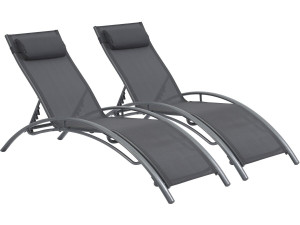 Bain de soleil en aluminium "Beauty" - Phoenix - Gris foncé / Argenté - Lot de 2