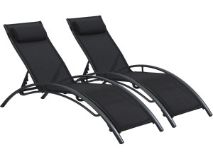 Lot de 2 bains de soleil en aluminium Beauty "Phoenix" - Noir