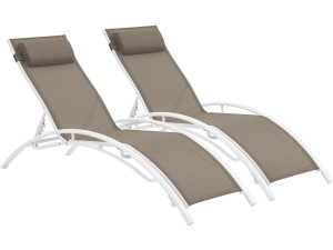 Bain de soleil en aluminium "Beauty" - Phoenix - Taupe - Lot de 2
