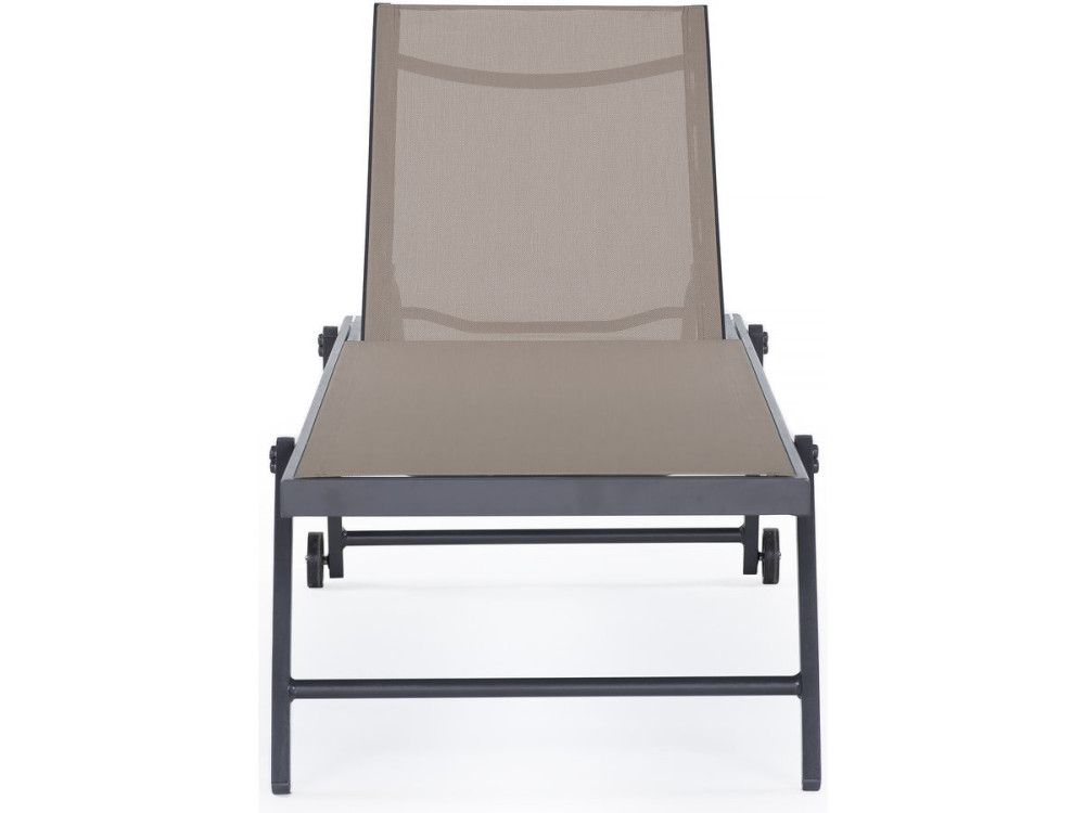 Lot de 2 bains de soleil textilène aluminium "Jolia" - Gris foncé / Taupe