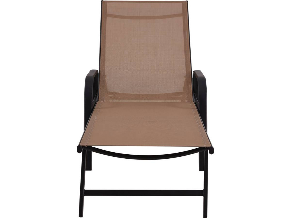 Lot de 2 Bains de soleil en métal avec accoudoirs "Farniente" - Taupe