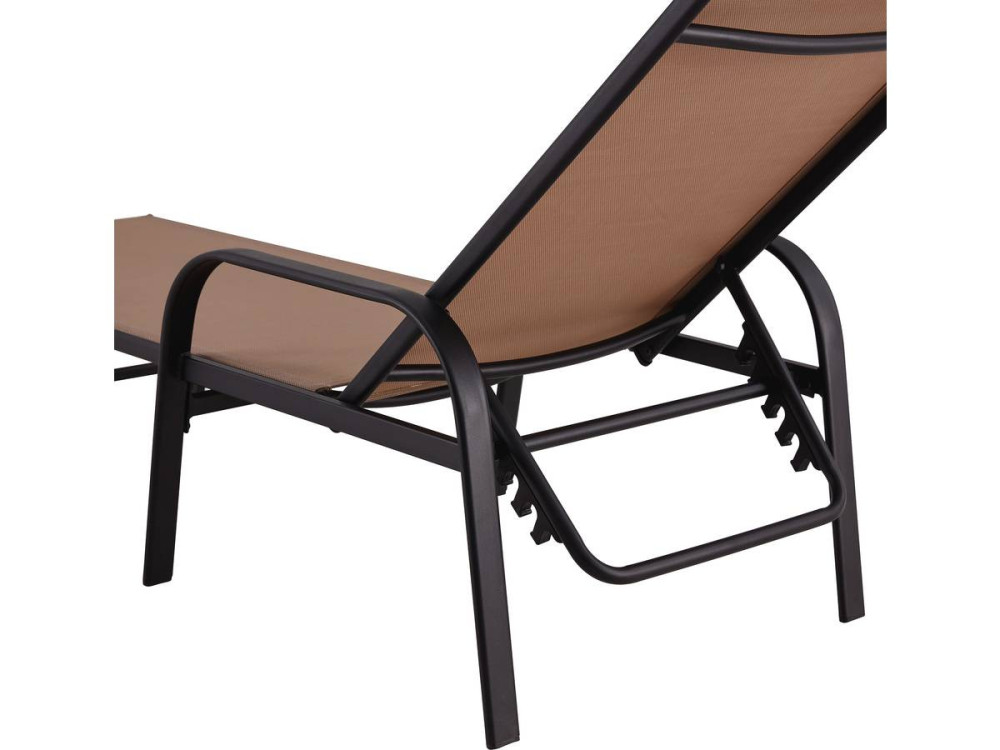 Lot de 2 Bains de soleil en métal avec accoudoirs "Farniente" - Taupe