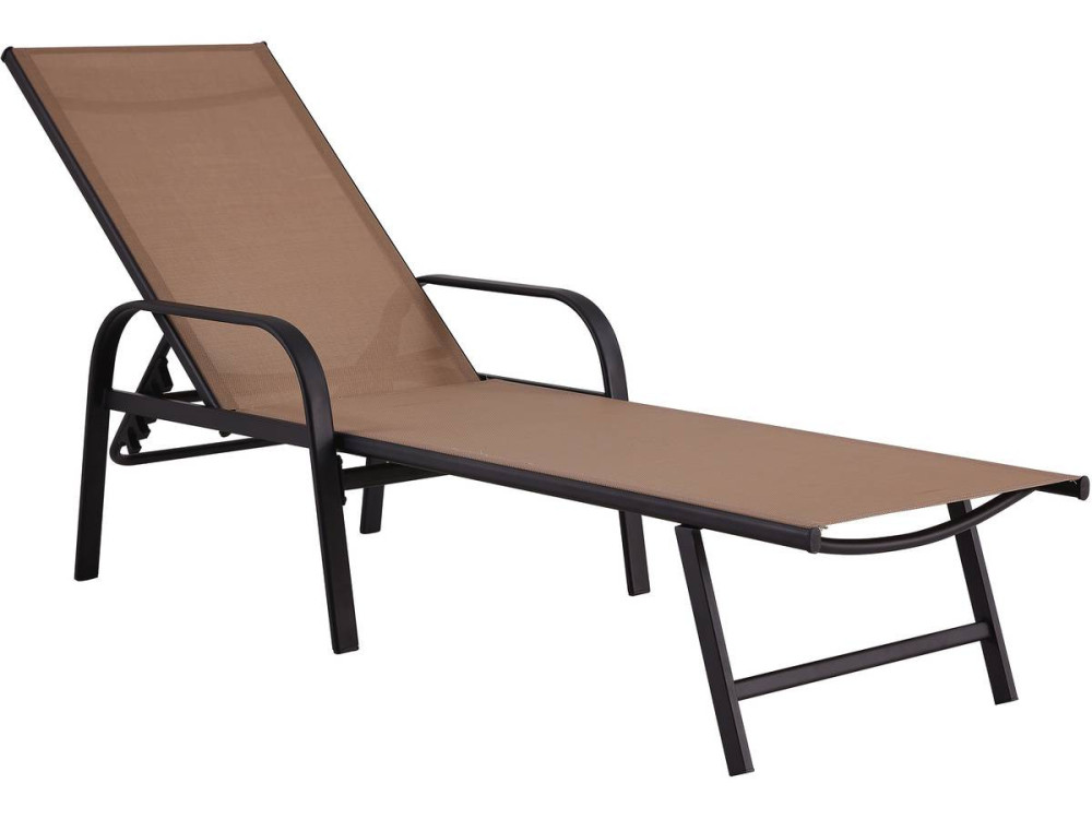 Lot de 2 Bains de soleil en métal avec accoudoirs "Farniente" - Taupe
