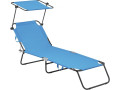 Lot de 2 bain de soleil pliable "Lazy" - Avec pare soleil - Beige - Bleu