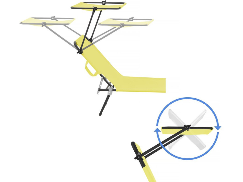 Lt de 2 bains de soleil pliable "Lazy" - Avec pare soleil - Jaune