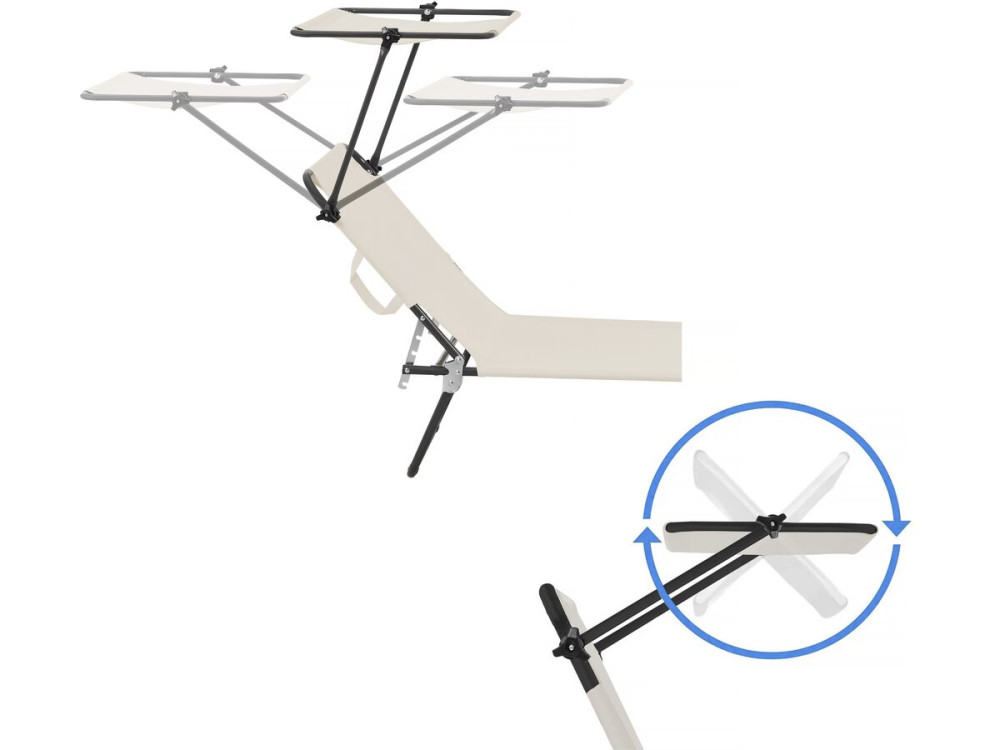 Lot de 2 bain de soleil pliable "Lazy" - Avec pare soleil - Beige