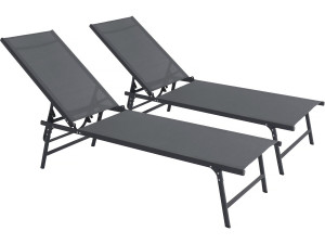 Lot de 2 bains de soleil en métal "Sublima" - 180 x 54 x 104 cm - Anthracite
