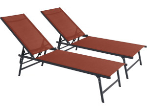 Lot de 2 bains de soleil en métal "Sublima" - 180 x 54 x 104 cm - Terracotta