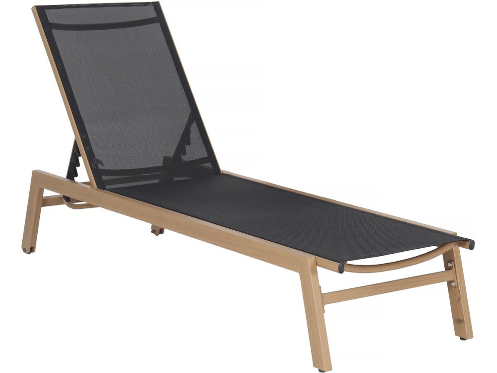Bain de soleil en aluminium imitation bois  "Elysia" - Noir
