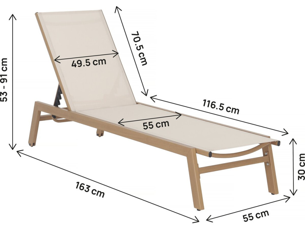 Bain de soleil en aluminium imitation bois  "Elysia" - Ecru