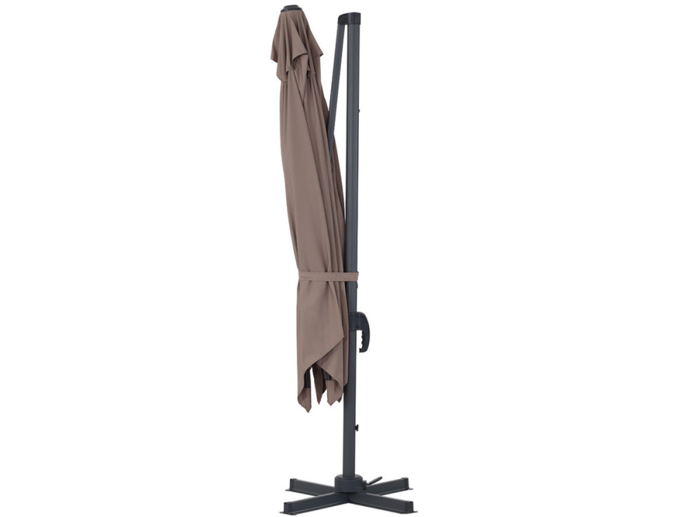 Parasol jardin déporté Alu "Sun 3" - Carré - 3 x 3 m - Taupe - Dalles incluses