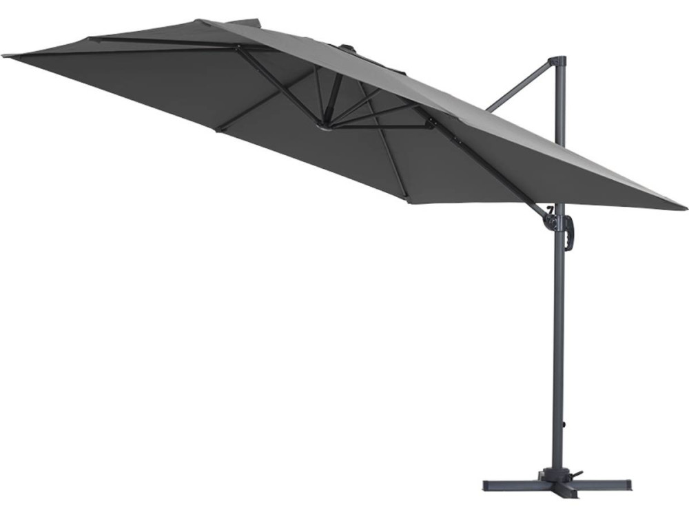 Parasol jardin déporté Alu "Sun 3" - Carré - 3 x 3 m - Gris - Dalles incluses
