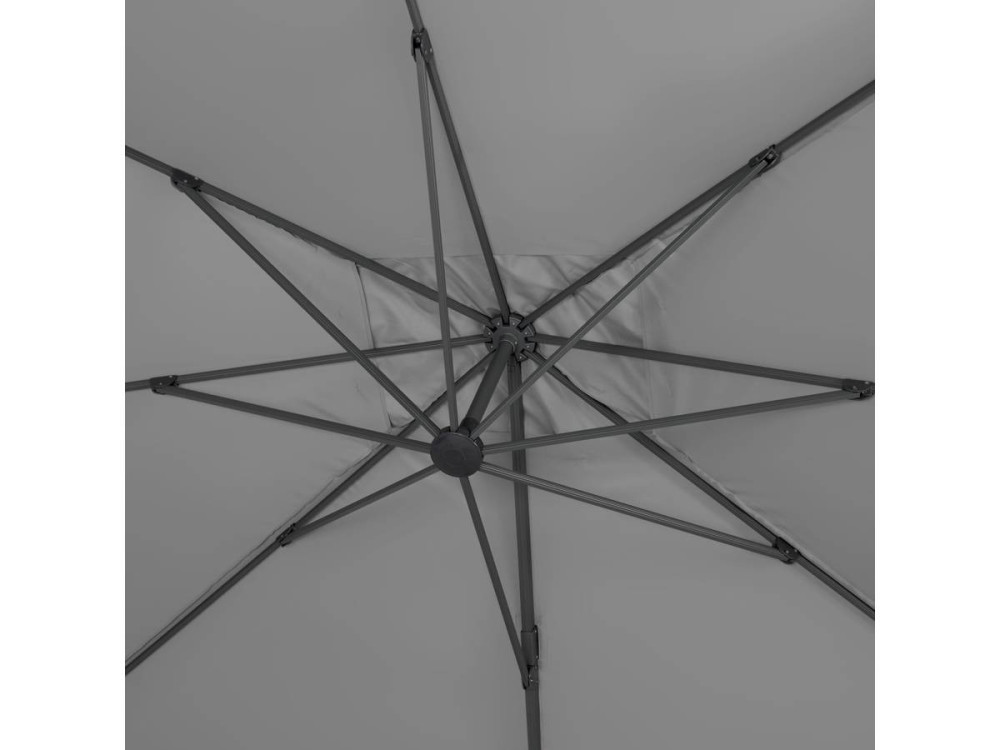 Parasol jardin déporté Alu "Sun 3" - Carré - 3 x 3 m - Gris - Dalles incluses